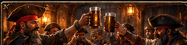 Pirate captains sharing a toast